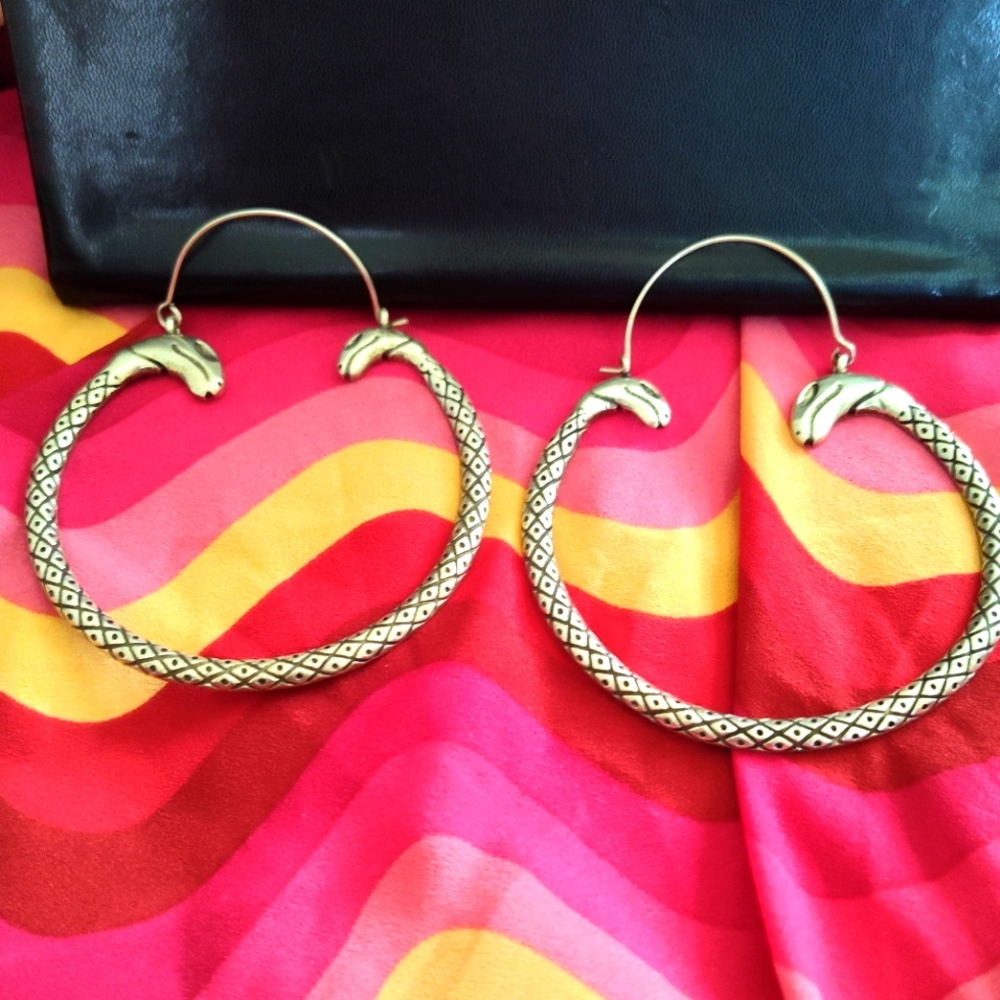 Silver Jeans Gold-Tone Snake Hoop Earrings